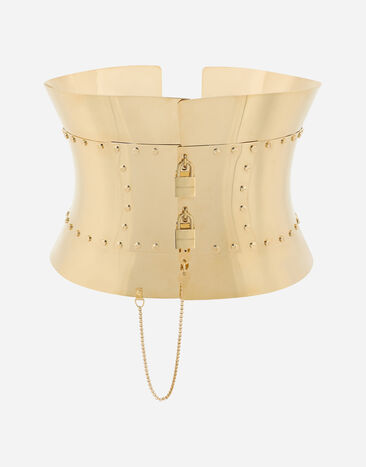 Dolce & Gabbana Rigid wide corset belt with padlocks Gold BE1315AK870