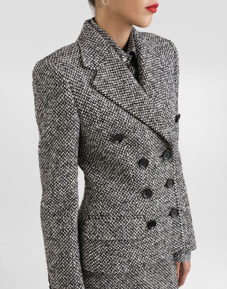 Dolce & Gabbana Double-breasted wool blend jacket with dotted print Multicolor F27ACTFMZAJ