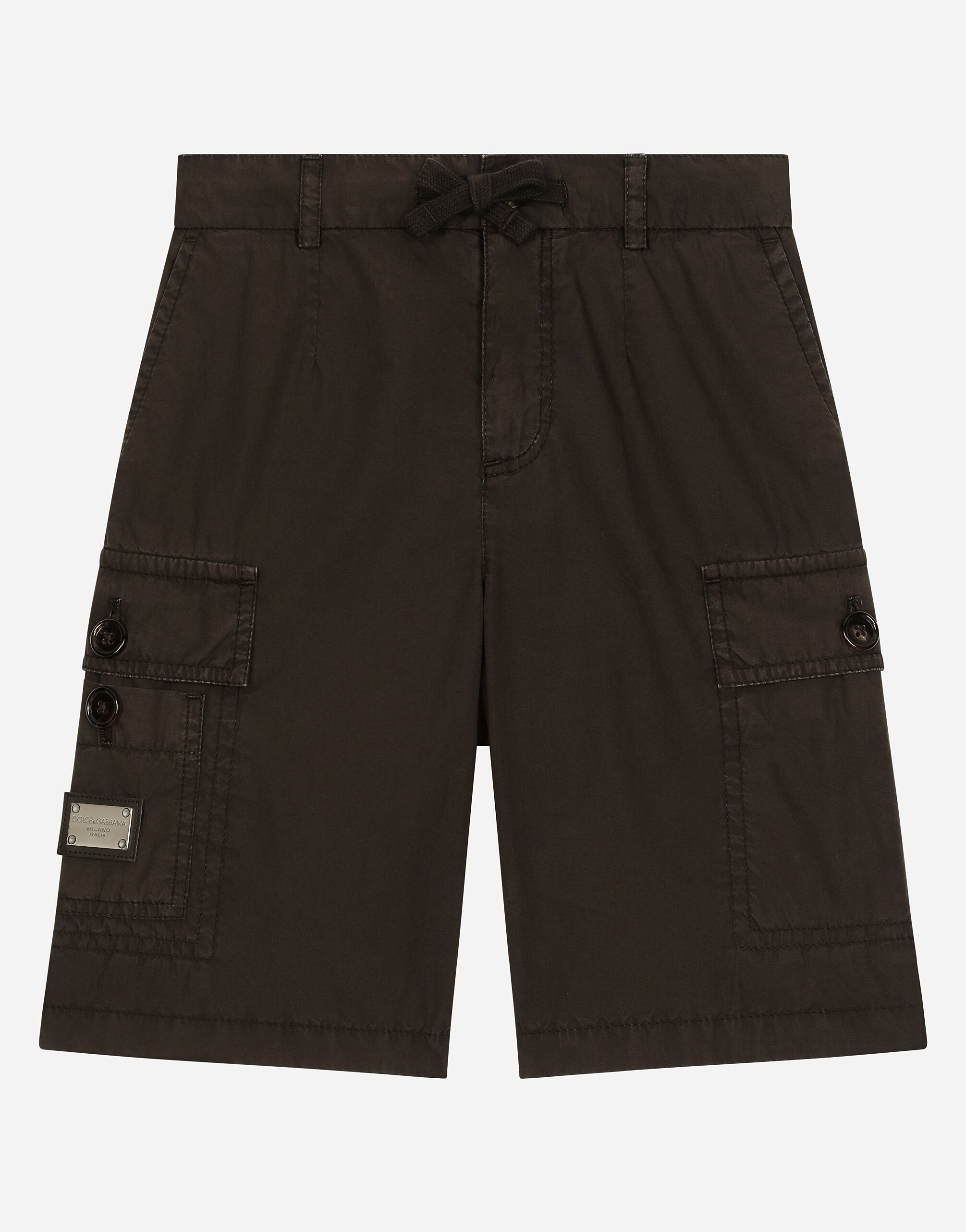 Dolce & Gabbana Poplin cargo shorts with branded tag Beige L44S02G7NWR