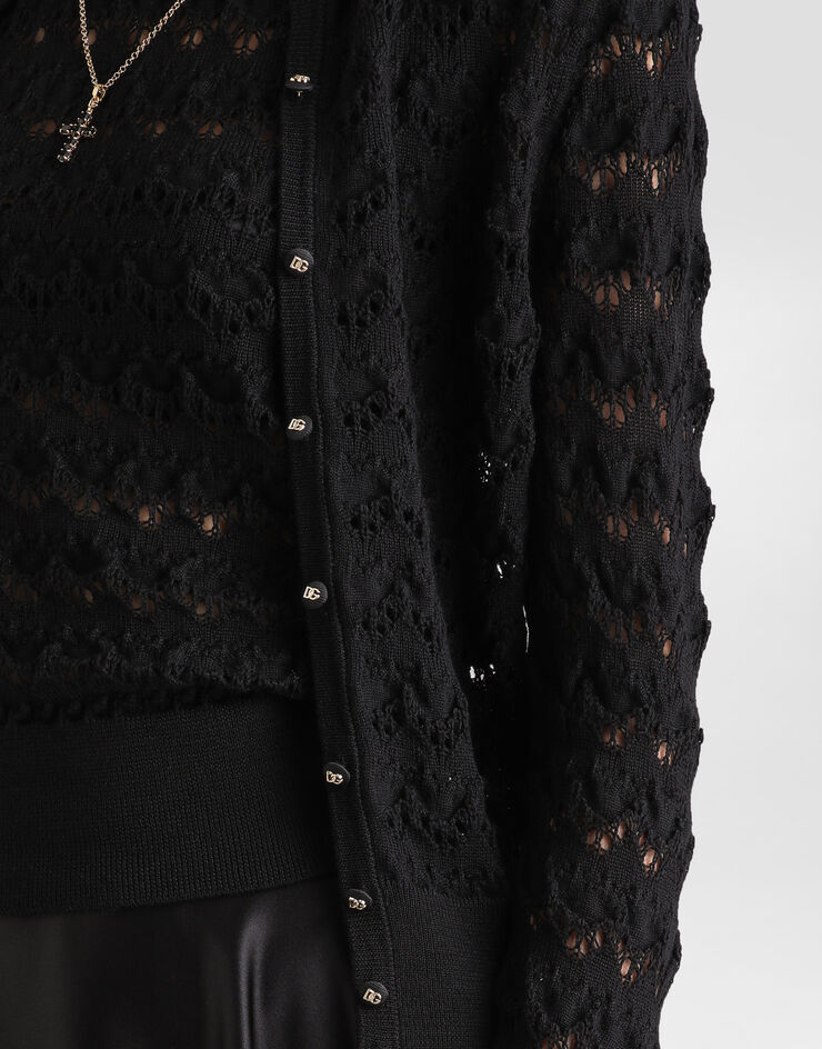 Dolce & Gabbana Wool lace-stitch cardigan Black FXV07TJCVXE