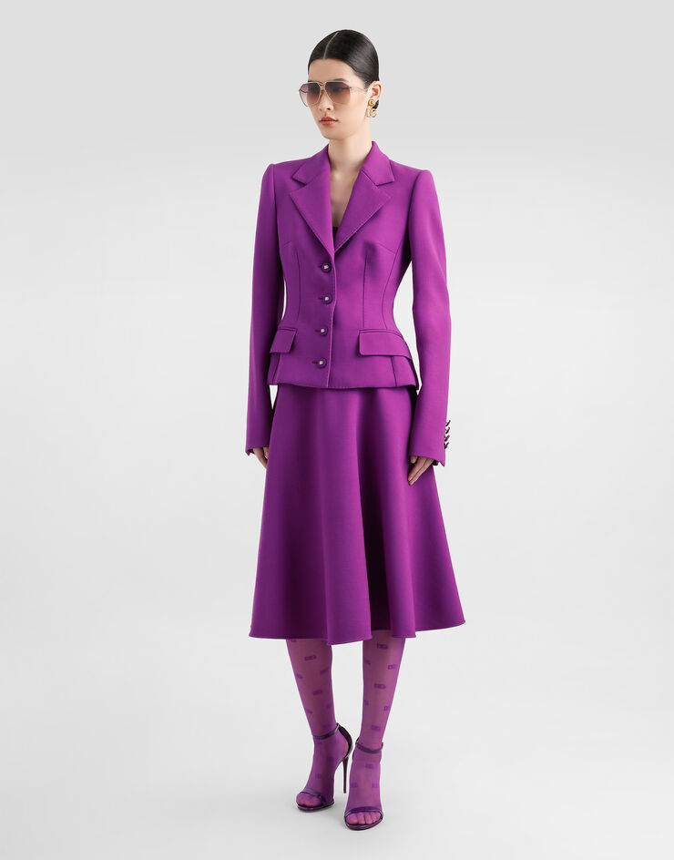 Dolce & Gabbana Midi skirt in double crêpe wool Purple F4C02TFU2L8