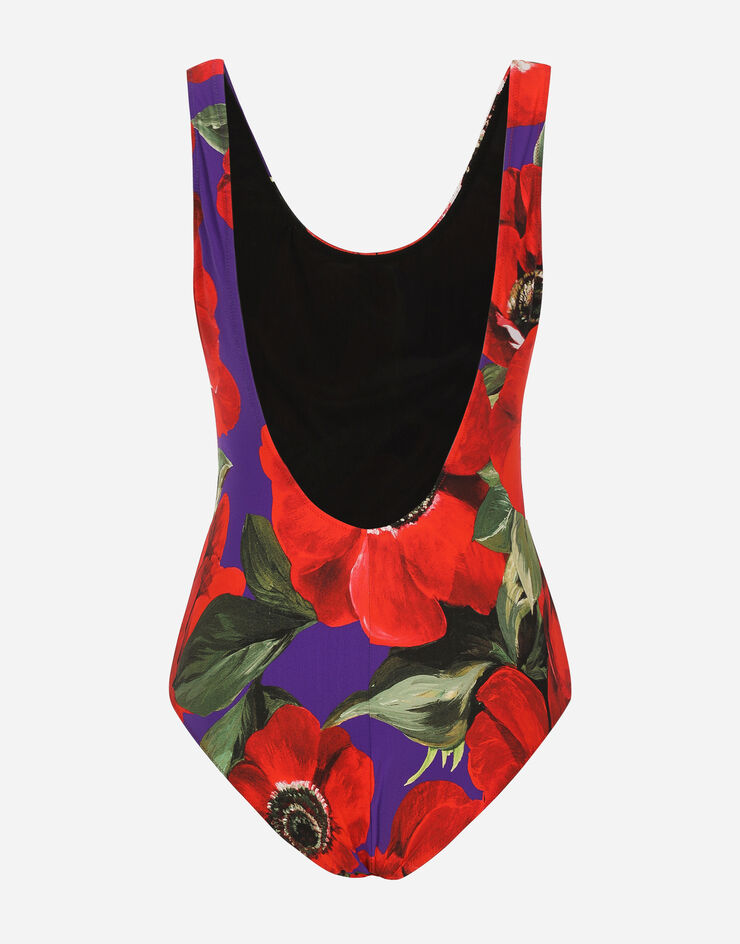 Dolce & Gabbana Racing swimsuit with anemone print Print O9A46JFSG8D