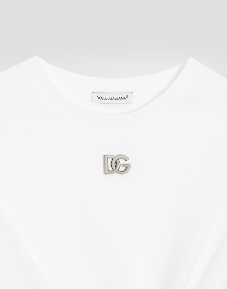 Dolce & Gabbana Camiseta de punto con logotipo DG de metal Blanco L5JTJQG7EX1