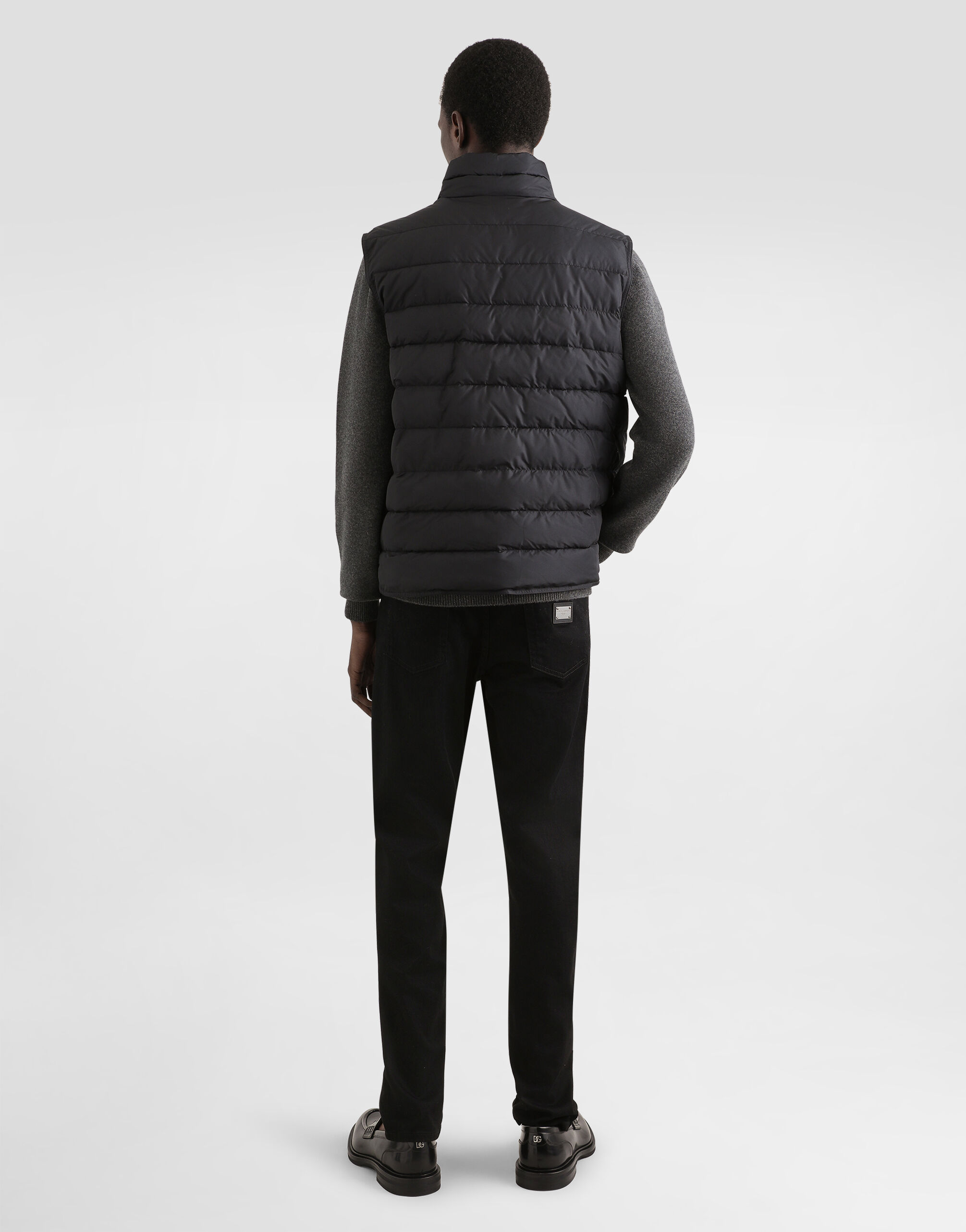 Nylon vest with branded tag in Black for Men Dolce Gabbana