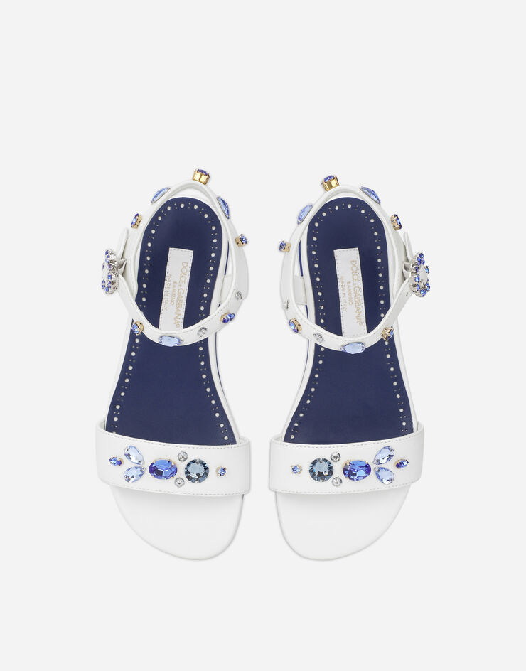 Dolce & Gabbana Calfskin sandals with rhinestones Multicolor D11125AT208