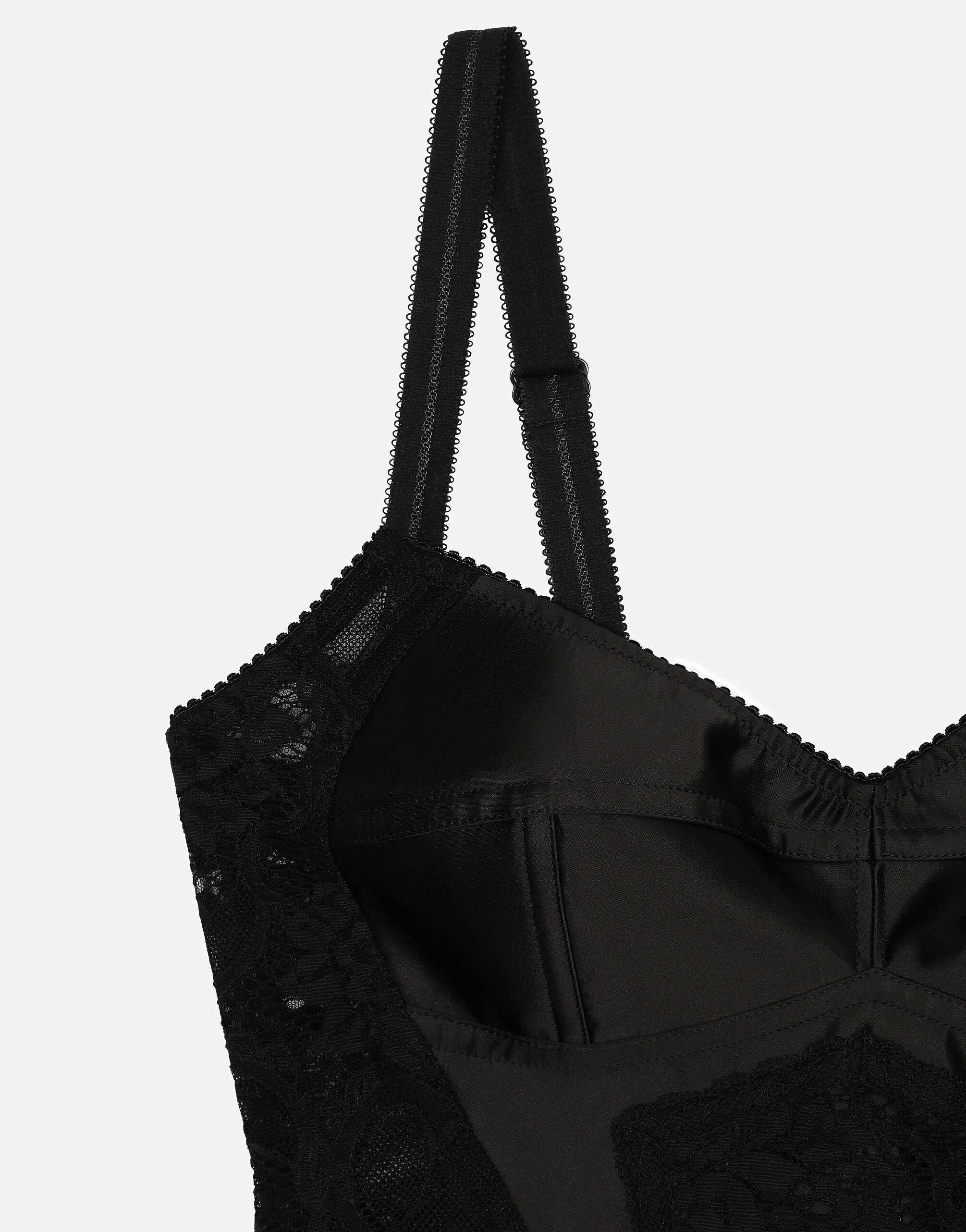 ブラックのウィメンズ レース&サテン ビスチェ トップ | Dolce&Gabbana®