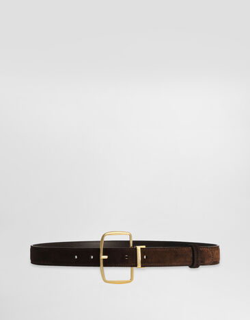 Dolce & Gabbana Cinturón de serraje de becerro con logotipo DG Marrón BE1666AO165