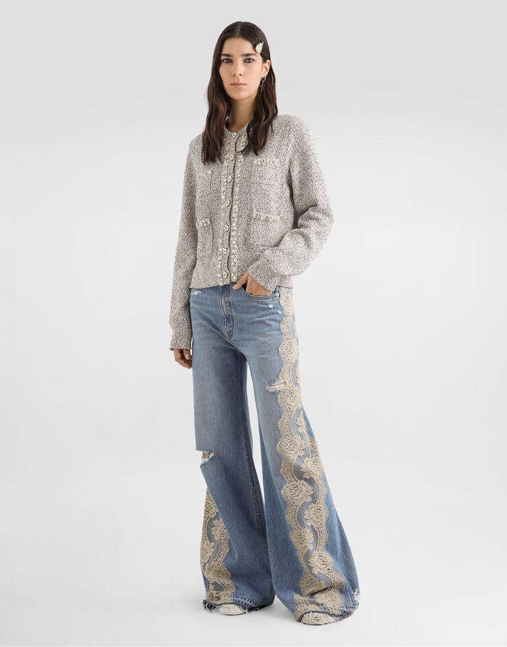 Dolce & Gabbana Cardigan en coton et soie Grey FXVE3ZJGMFC