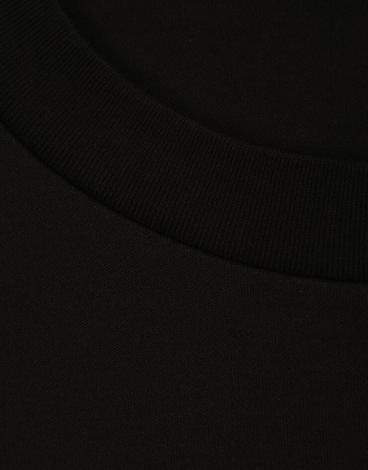Dolce & Gabbana T-Shirt aus Jersey Logo-Flockprint Schwarz F8O48ZG7E2I