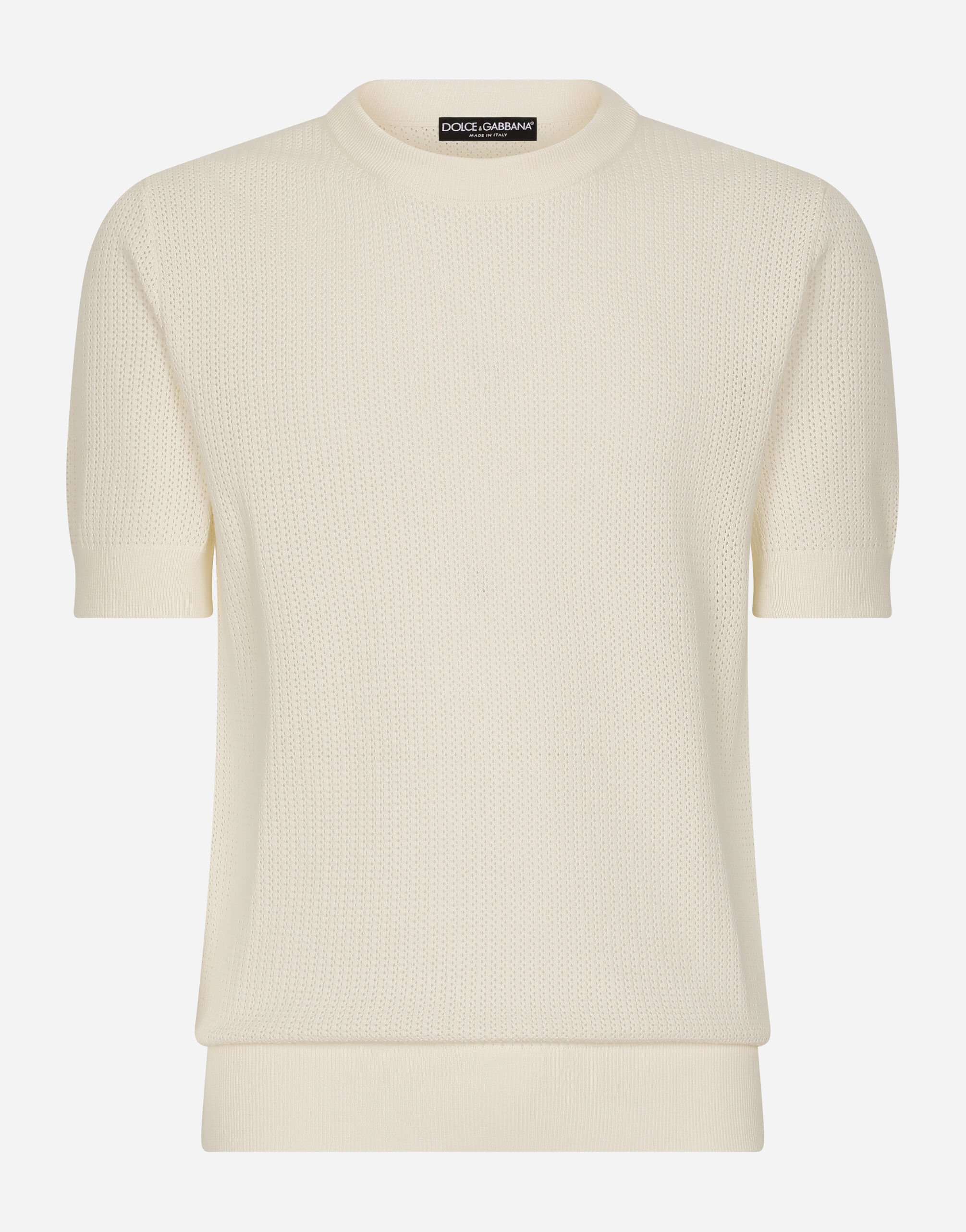 Dolce & Gabbana Cotton sweater with logo label Multicolor BC4644AX622