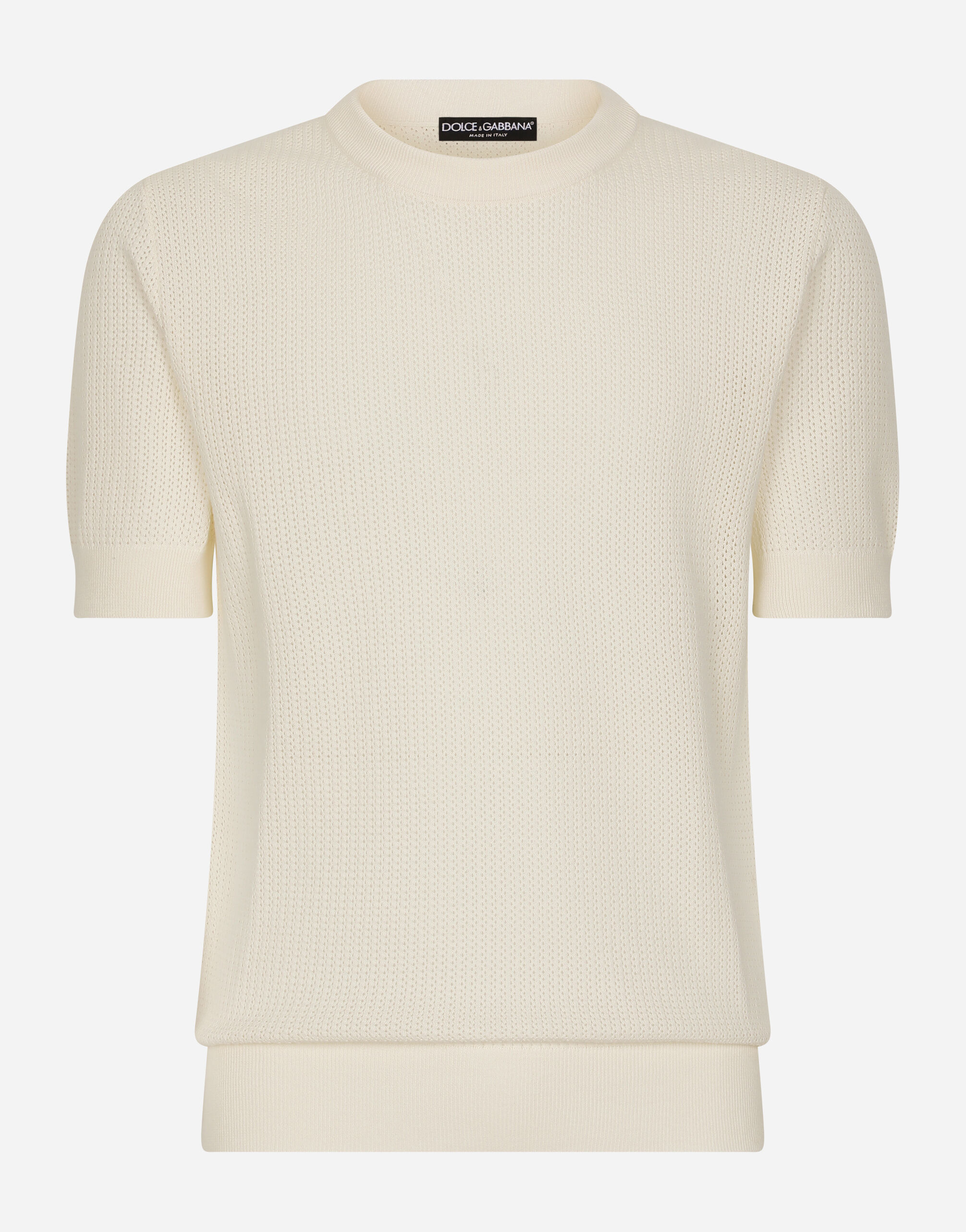 Dolce & Gabbana Cotton sweater with logo label White GXX46TJBSIO