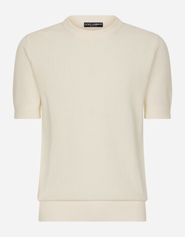 Dolce&Gabbana Cotton sweater with logo label Multicolor BC4644AX622