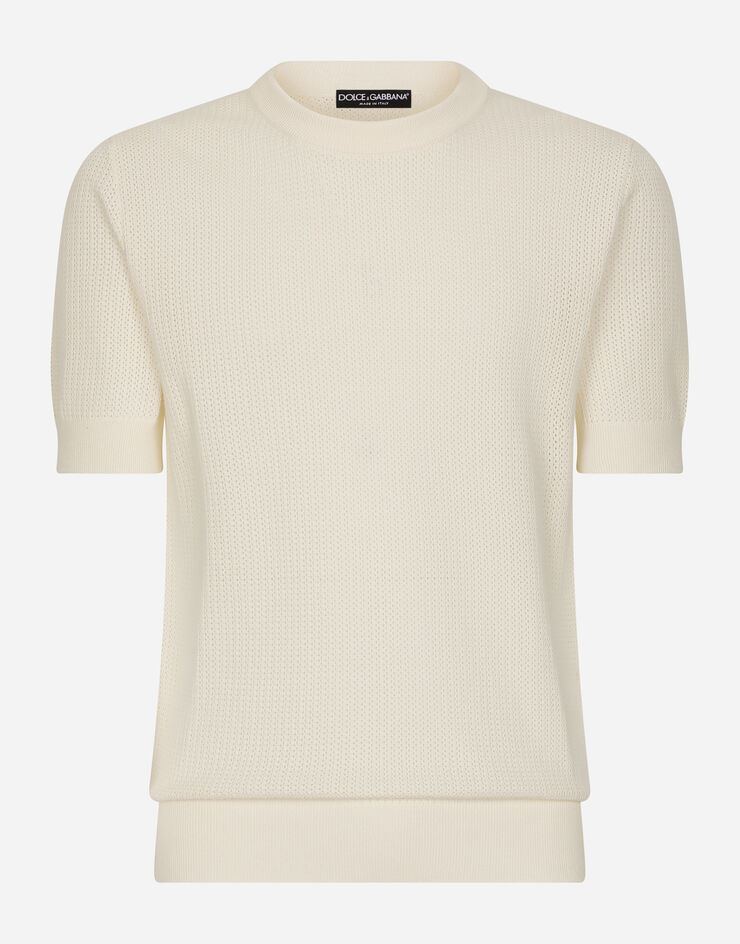 Dolce&Gabbana Cotton sweater with logo label White GXQ40TJBCAB