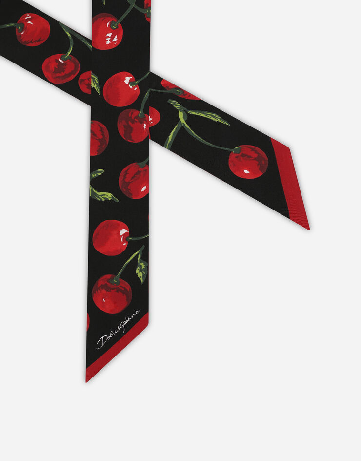 Dolce & Gabbana Cherry-print twill headscarf (6x100) Multicolor FS215AGDBI1