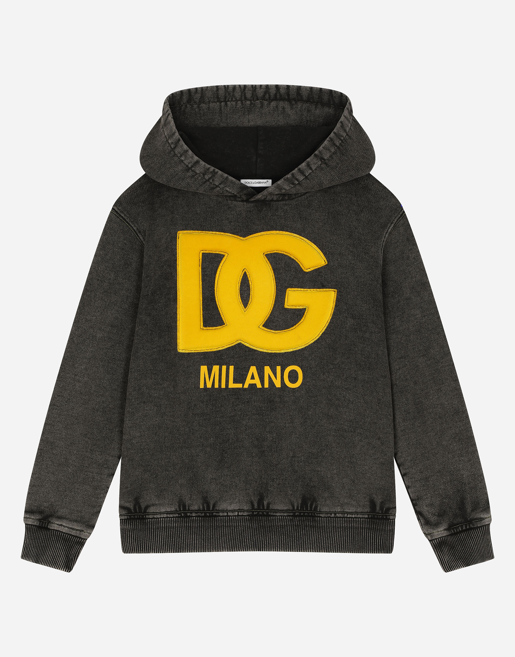 FELPA CON CAPPUCCIO in Black for Boys Dolce Gabbana