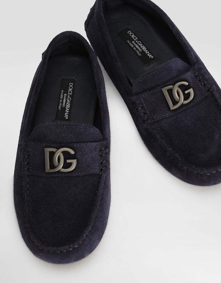 Dolce & Gabbana Mocasín de serraje con logotipo DG Azul DA5268A1250