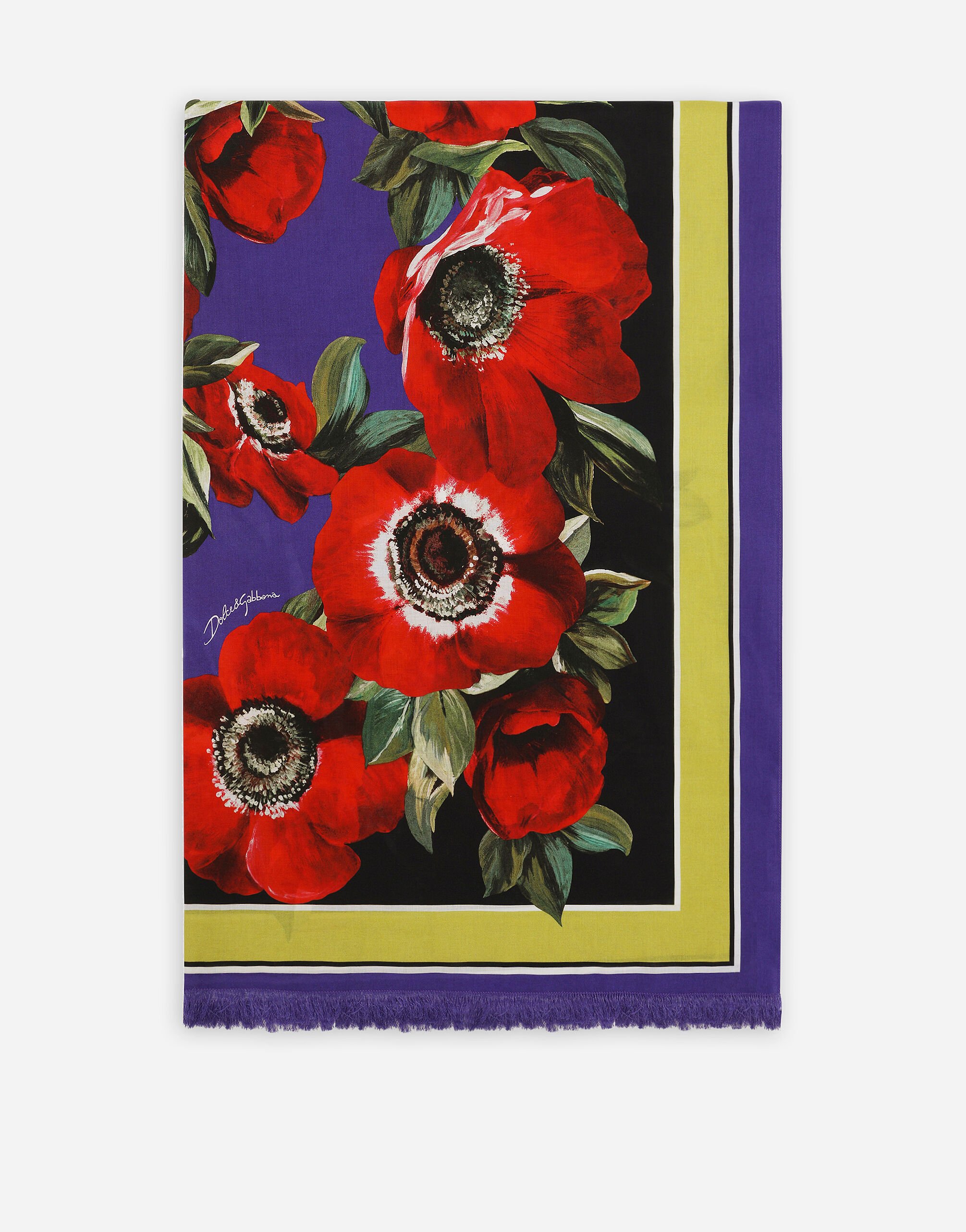 Dolce & Gabbana Cotton sarong with anemone print (110 x 190) Print O9B40JFSG1S