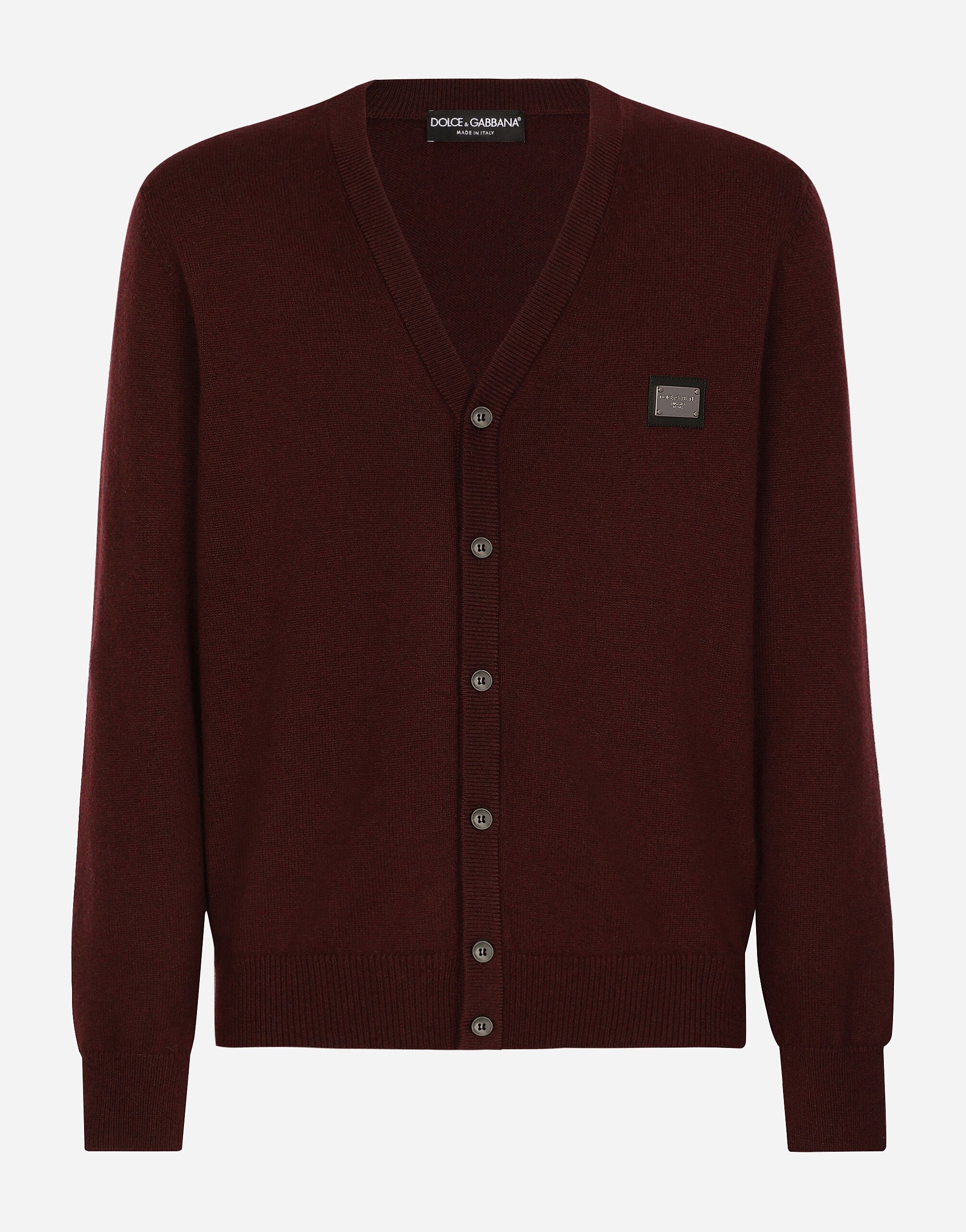 Dolce & Gabbana Cashmere and wool cardigan with branded tag Bordeaux GXO38TJCVC7