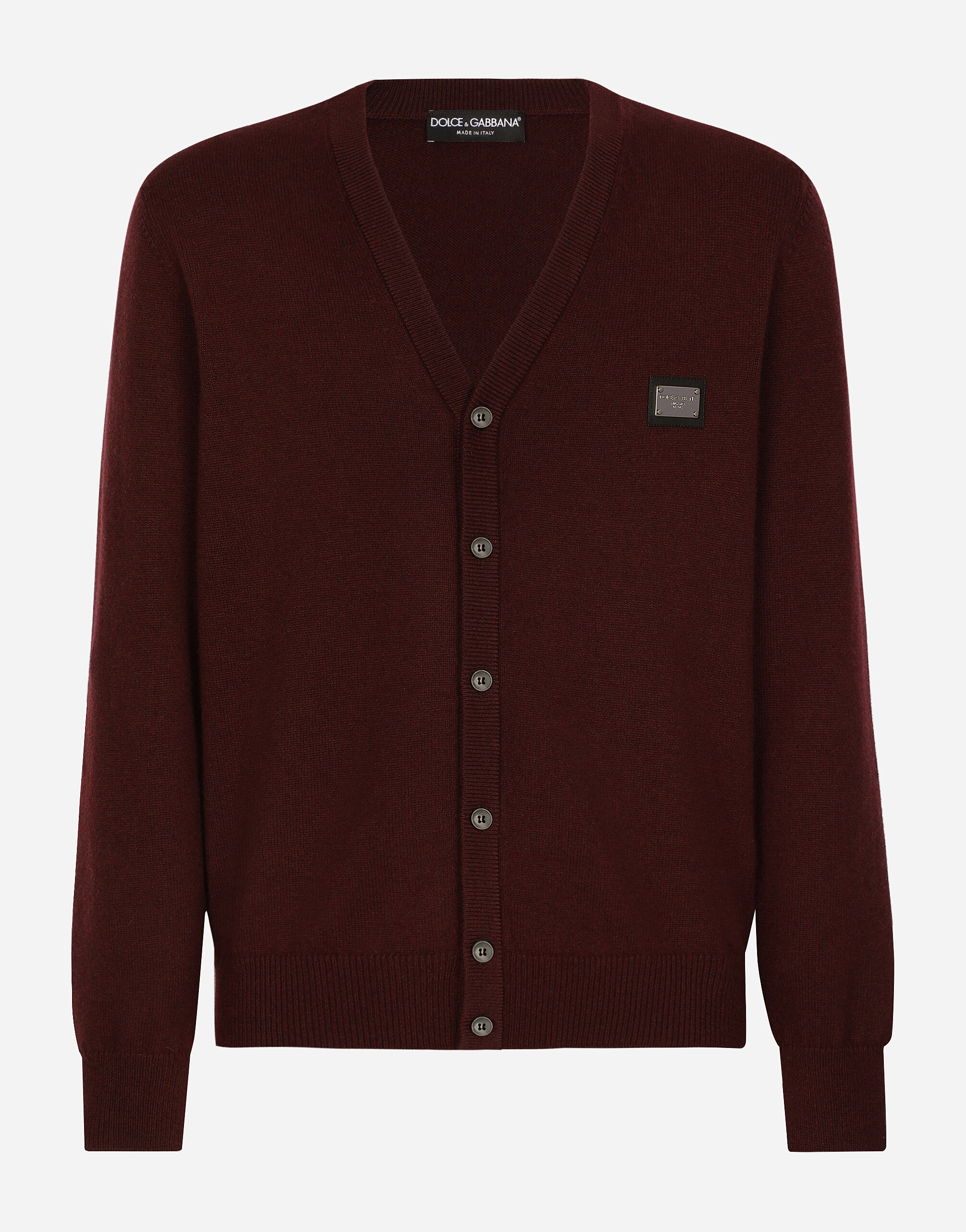 Dolce & Gabbana Cashmere and wool cardigan with branded tag Bordeaux GXO38TJCVC7