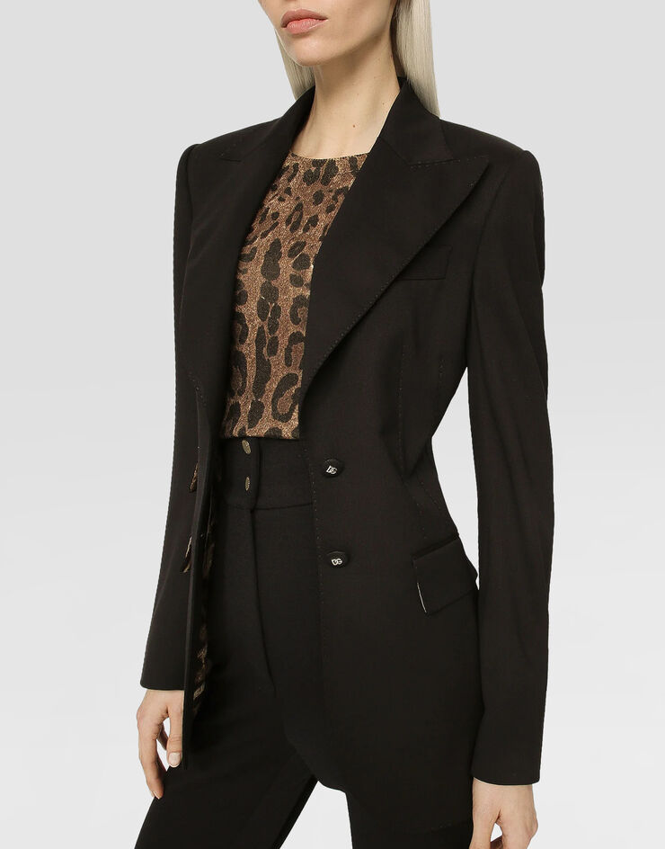 Dolce & Gabbana Veste Turlington en gabardine avec surpiqûres Noir F29Z8TGDCL0