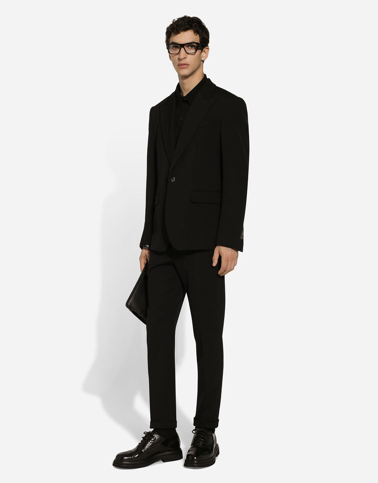 Dolce & Gabbana Chaqueta de botonadura sencilla de gabardina técnica Negro G2TV4TFURNV