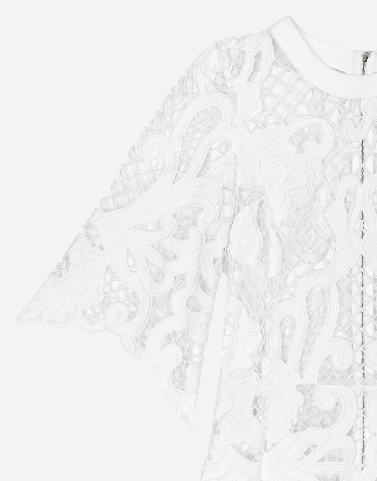 Dolce & Gabbana Long dress with openwork embroidery White F6JKHZFG6AE
