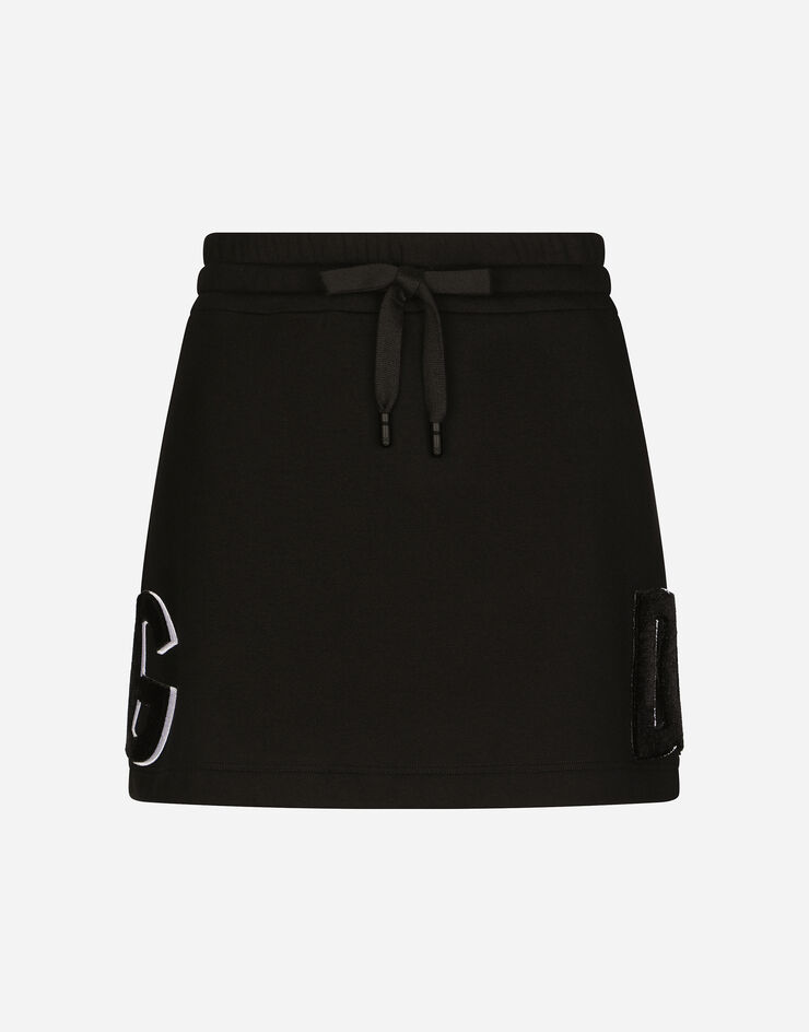 Dolce & Gabbana Mini-jupe en jersey à écusson logo Noir F4CJRZHU7HV