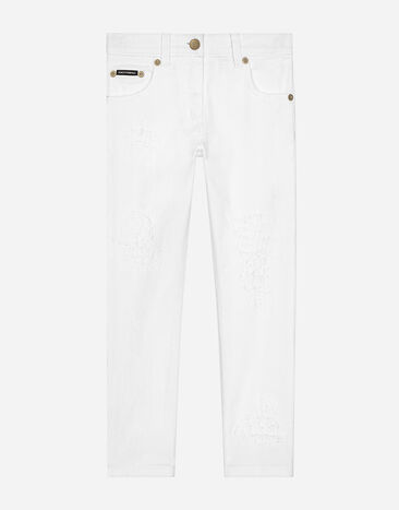 Dolce & Gabbana Jean 5 poches en denim Blanc EB0003A1067