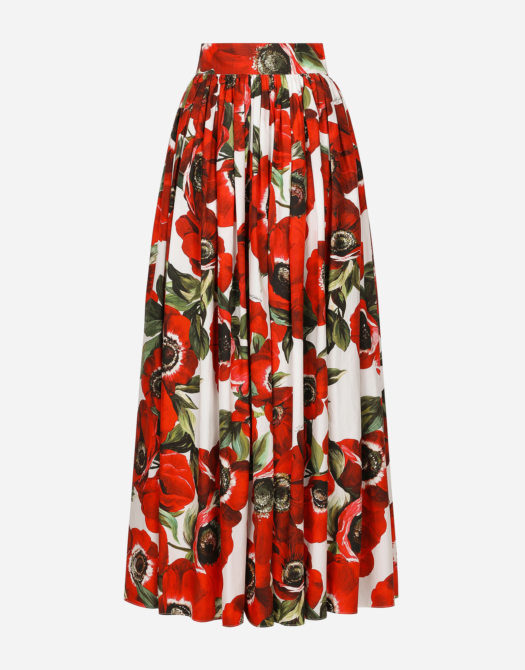 Dolce & Gabbana Long anemone-printed cotton circle skirt Pink BB7287AS204