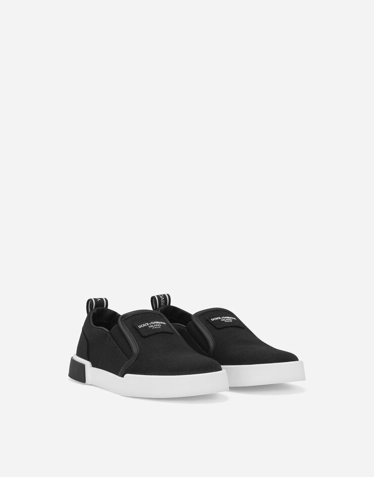 Canvas Portofino slip-on sneakers in Black for Men | Dolce&Gabbana®