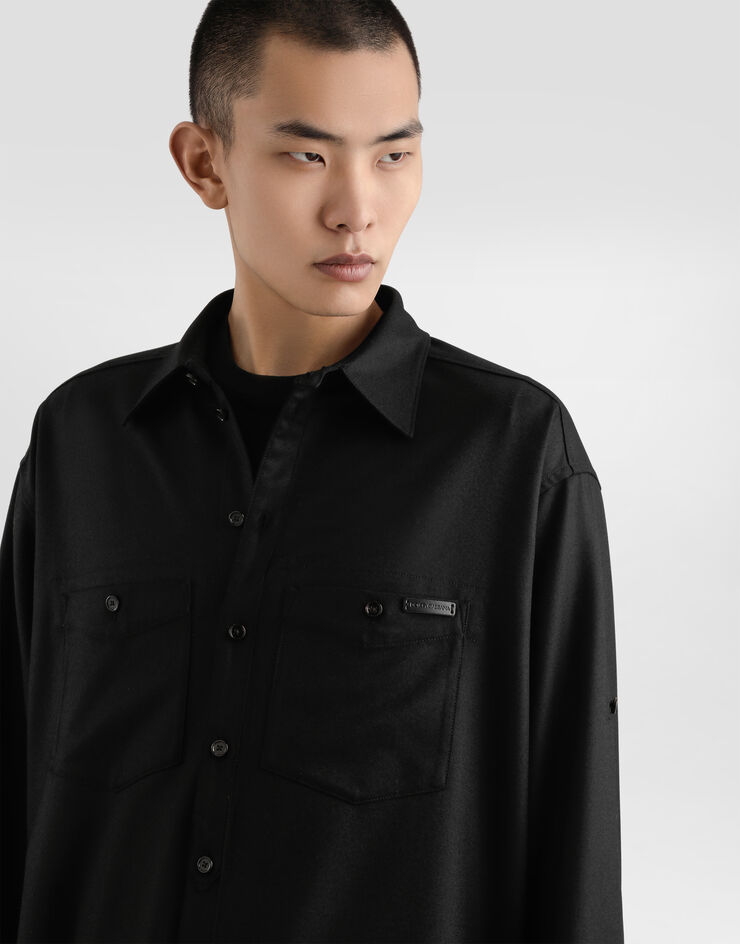 Dolce & Gabbana Oversized flannel shirt Black G5NI3TFU21Q