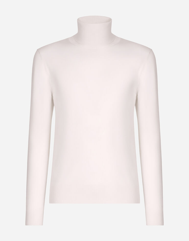 Dolce & Gabbana Turtle-neck sweater in extra-fine virgin wool White GXB00TJAVWD