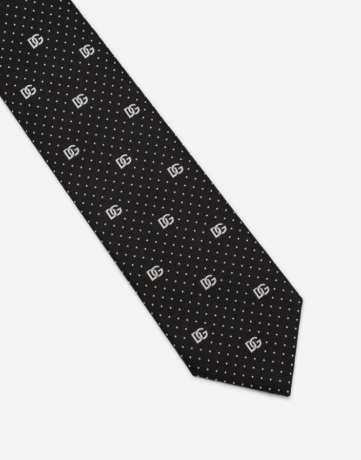 Dolce & Gabbana Silk jacquard tie with DG logo Multicolor GT149EG0JRB