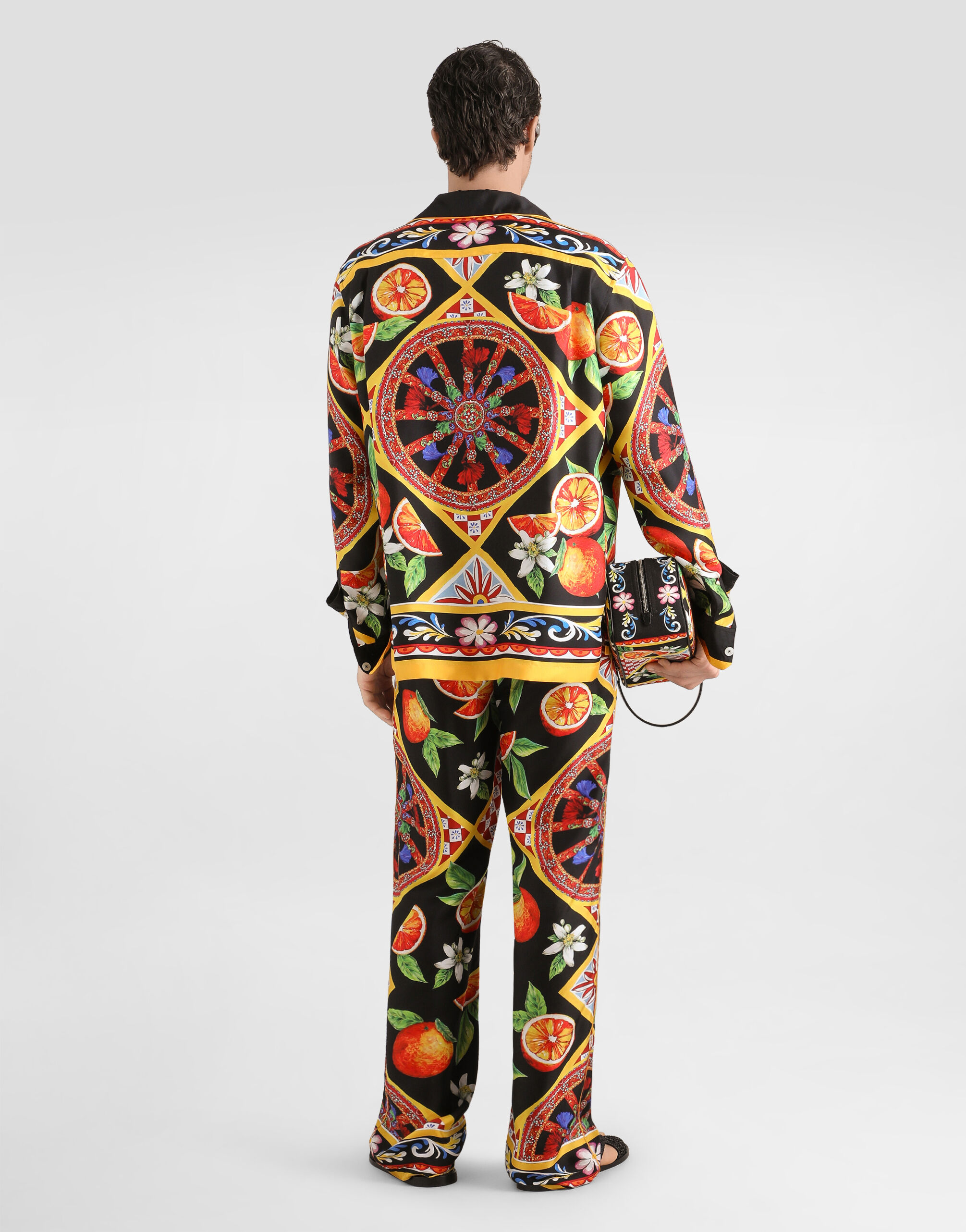 Carretto-print vanity silk twill trousers - thumbnail 3