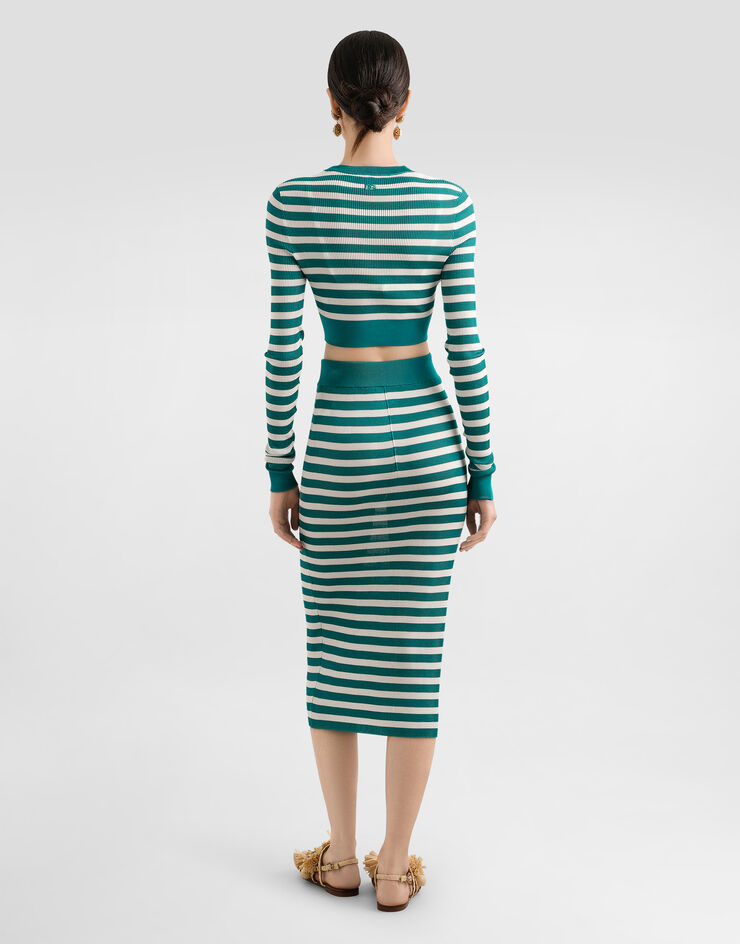 Dolce & Gabbana Falda acanalada de viscosa Verde FXO26ZJAIRR
