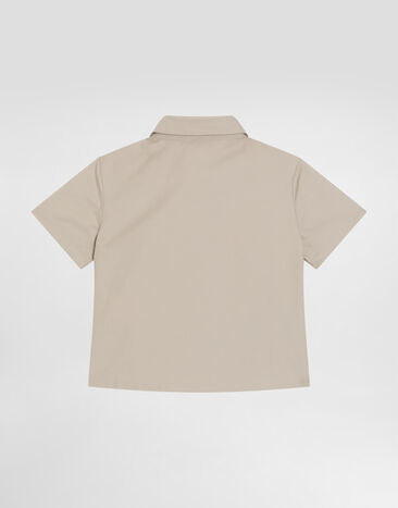 Dolce & Gabbana Hemd aus Gabardine mit DG-Logo Beige L14S36HUMRB