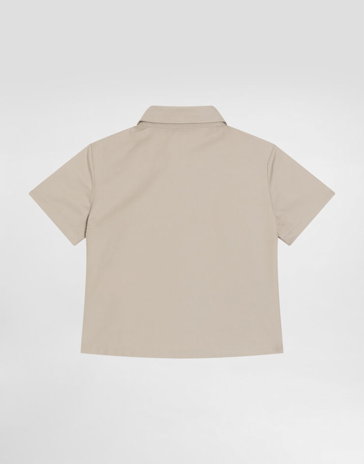 Dolce & Gabbana Gabardine shirt with DG logo Beige L14S36HUMRB