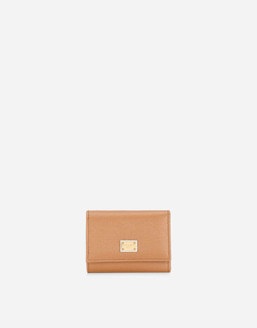 Dolce & Gabbana Cartera con solapa en piel de becerro Dauphine Marrón BI0770A1001