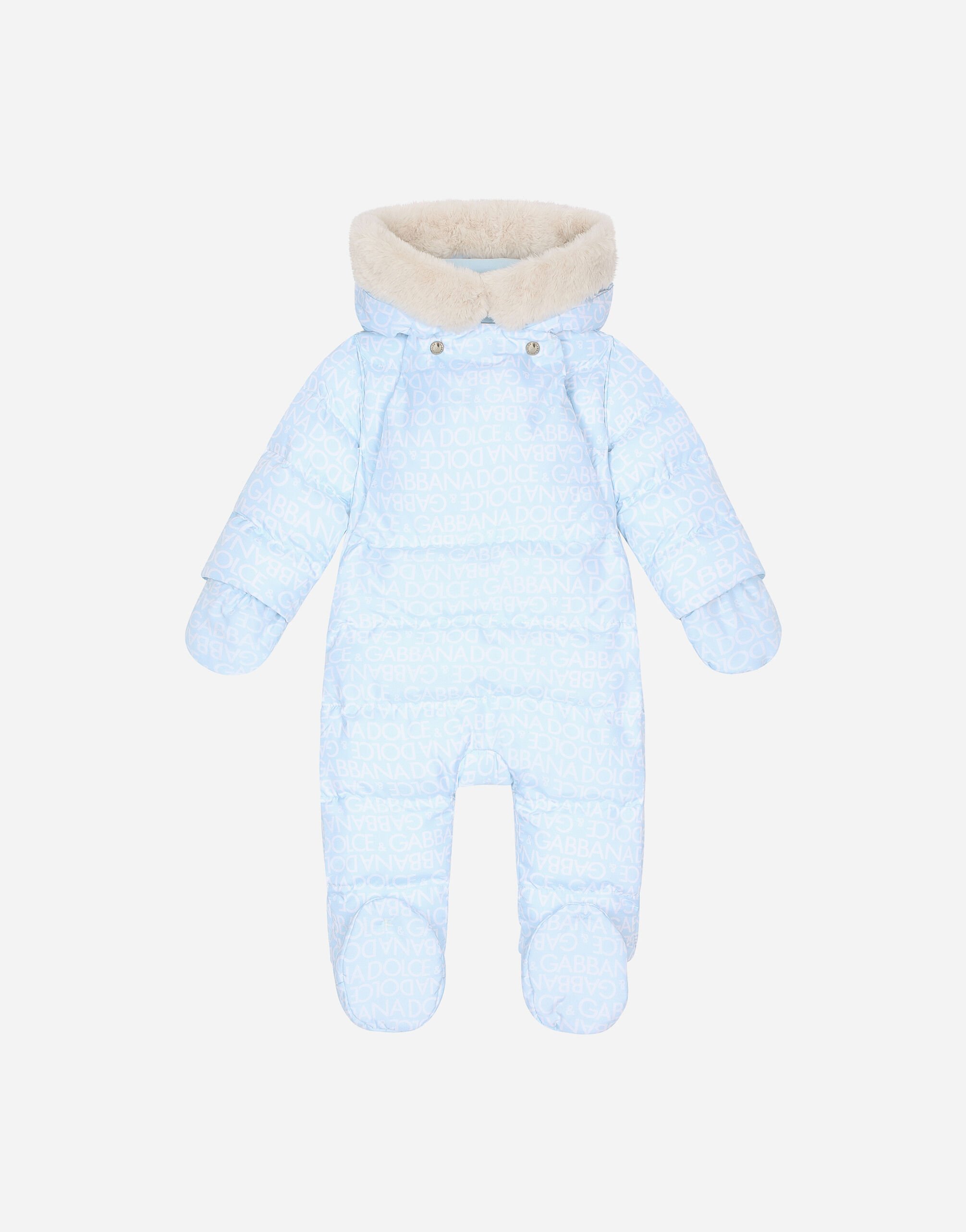 Dolce & Gabbana Padded quilted nylon snowsuit with all-over logo print Multicolor L1JO6KG7NWV