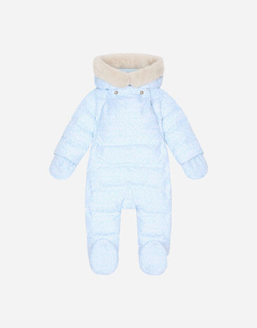 Dolce & Gabbana Padded quilted nylon snowsuit with all-over logo print Azul L1JO6TG7M5U