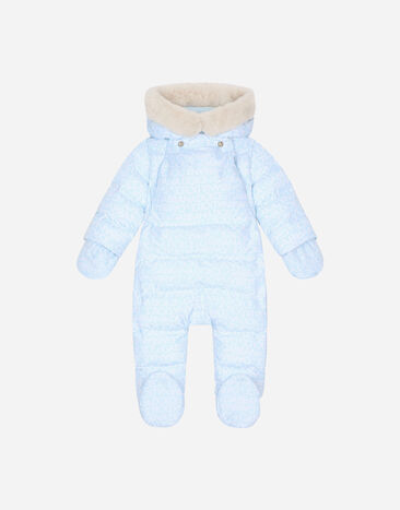 DolceGabbanaSpa Padded quilted nylon snowsuit with all-over logo print White L11O82FJ5GU
