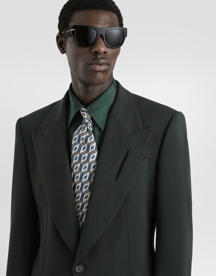 Dolce & Gabbana Single-breasted micro-rib jacket Green G2WS1TFUBG3