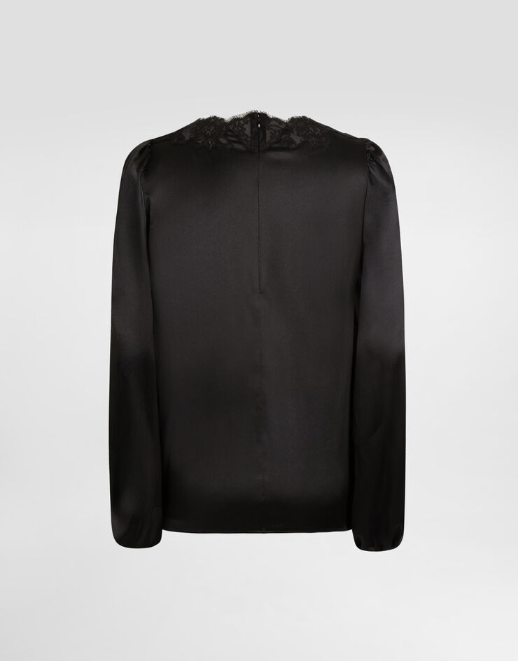 Dolce & Gabbana Blusa in satin stretch Nero F7BF3TFURAG
