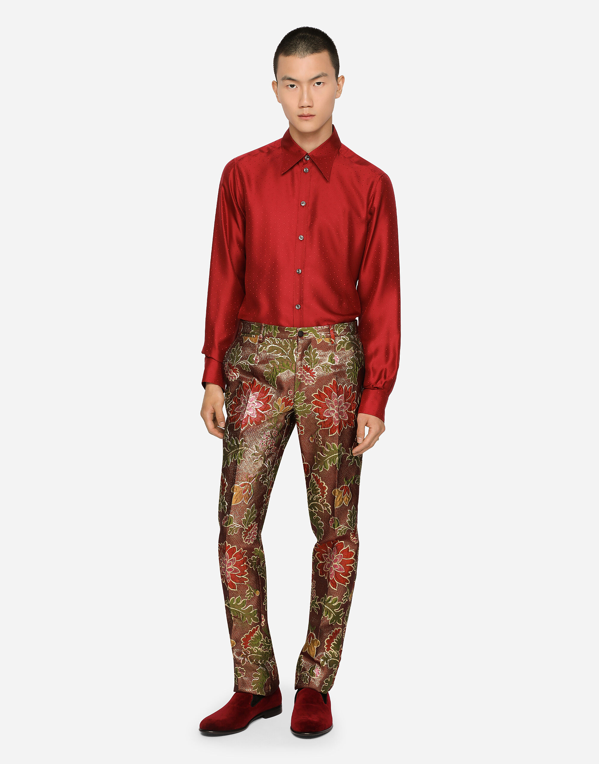 マルチカラーのメンズ Martini silk jacquard shirt | Dolce&Gabbana®