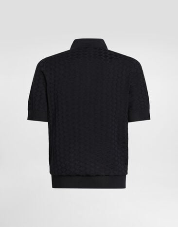 Dolce & Gabbana Micro-dot stitch silk polo shirt Blue GXZ02ZJBSOF
