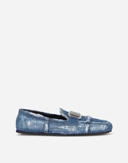 Dolce & Gabbana Patchwork denim loafers with logo tag Blue A50598AT441