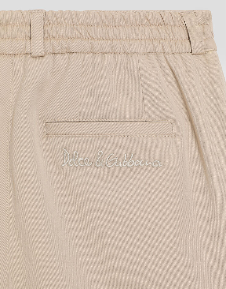 Dolce & Gabbana Gabardine shorts with Dolce&Gabbana logo Beige L43Q66G7N9I
