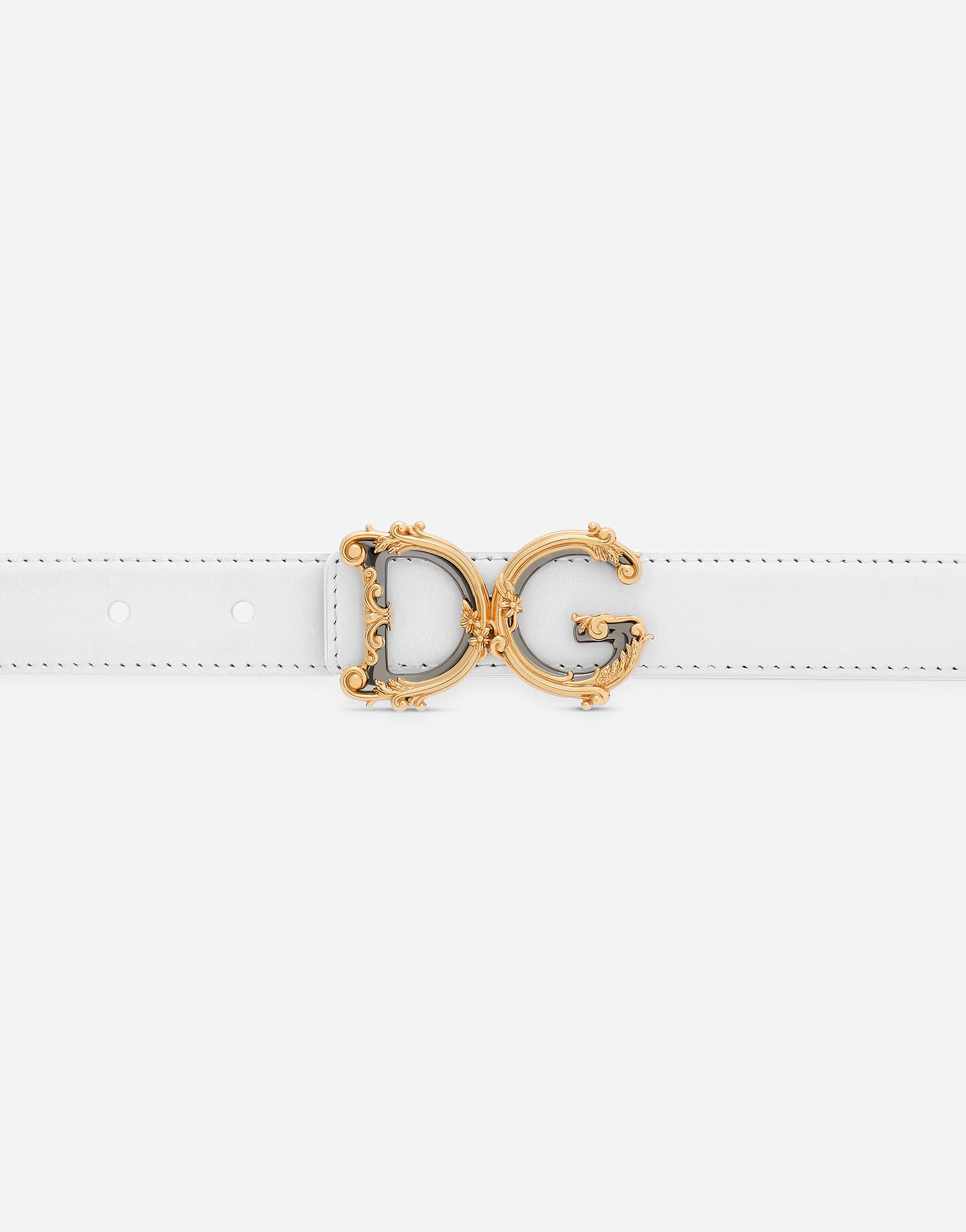 Calfskin belt with logo in White for Women | Dolce&Gabbana®