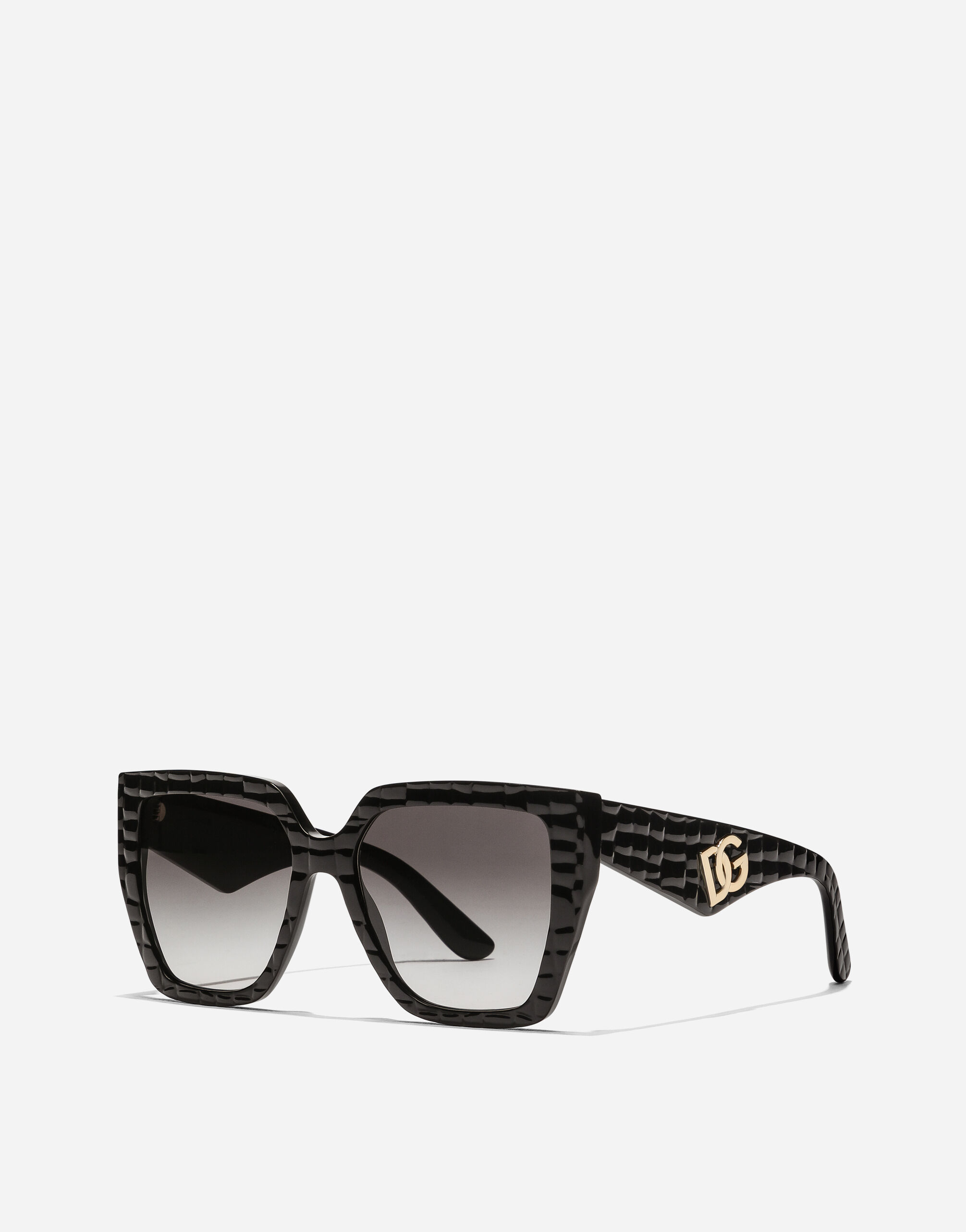 DG Crossed Sunglasses in Black texture cocco for Women