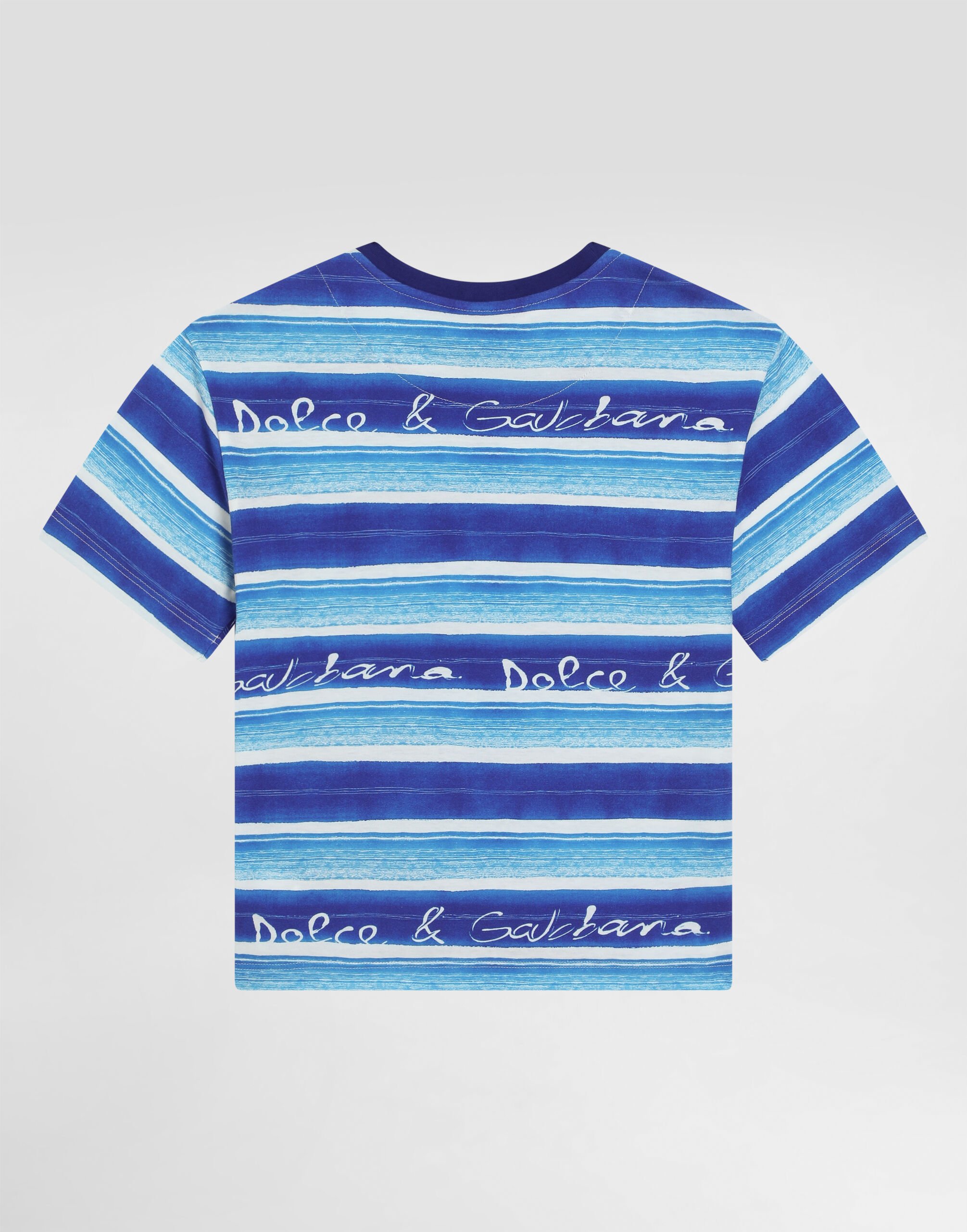 Tシャツ・カットソー DOLCE  GABBANA Men T Shirts G8RN8ZG7NUB B0665 blue dolce-gabbana-dg-logo-embossed